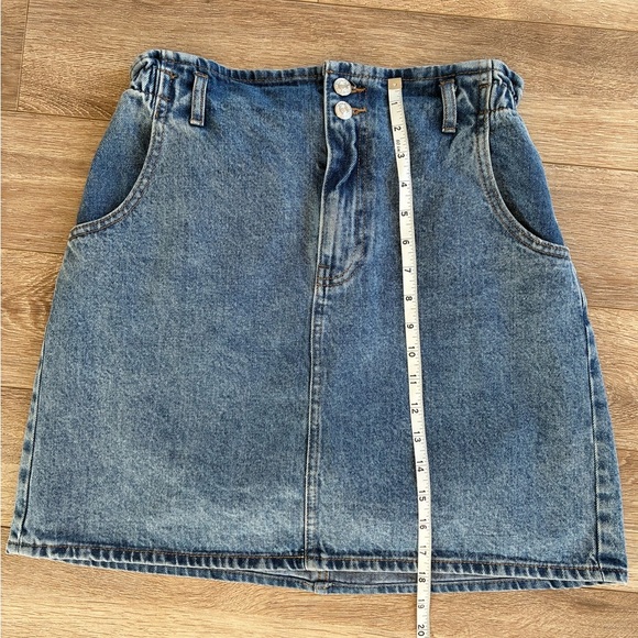 Mango MNG Blue Denim Mini skirt size medium paper bag waist elastic waist - Picture 5 of 5